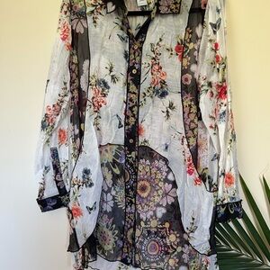 John Mark Vibrant Floral Blouse